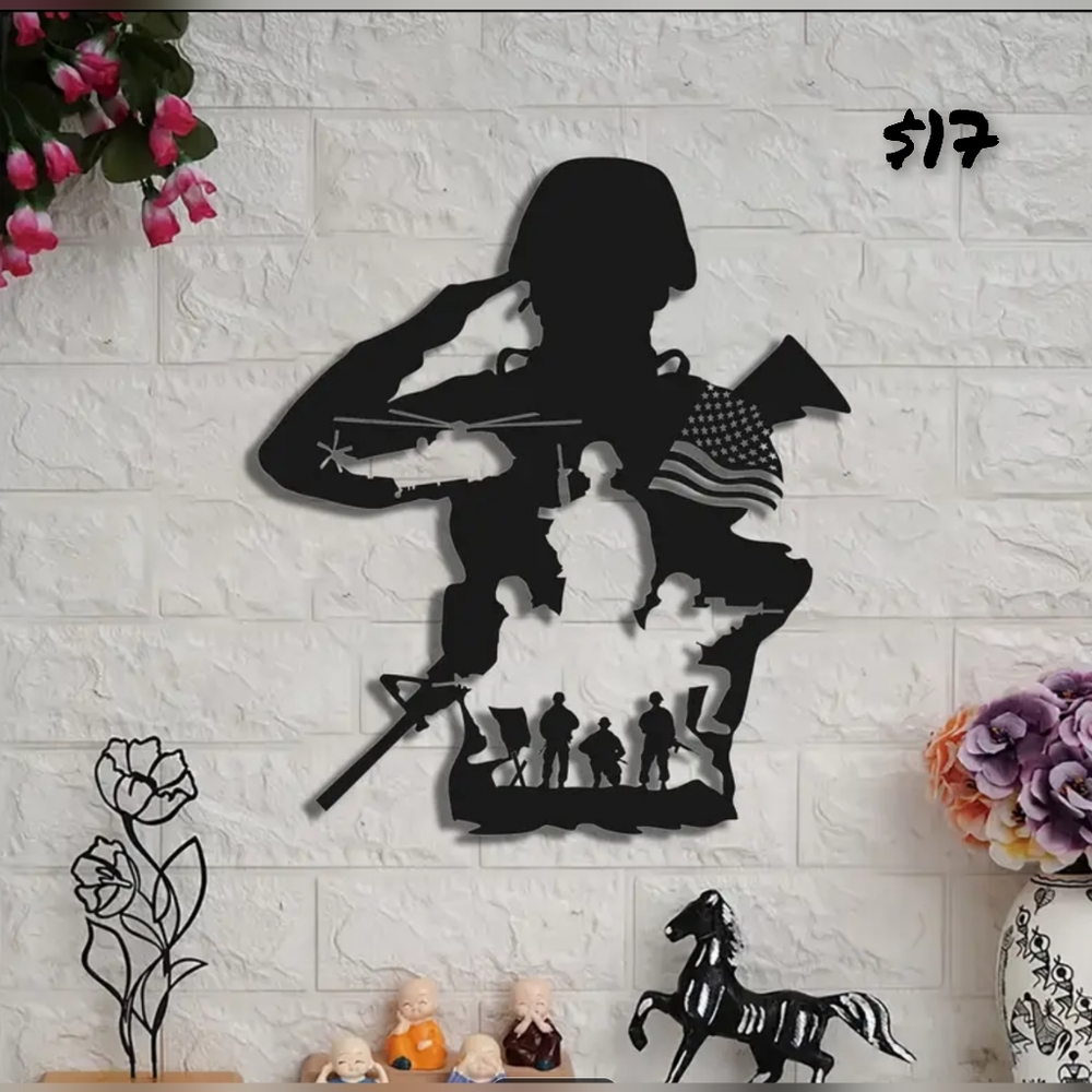 Machine cut Military metal wall art, sizes vary. Prices from $15-$26. Pt.2